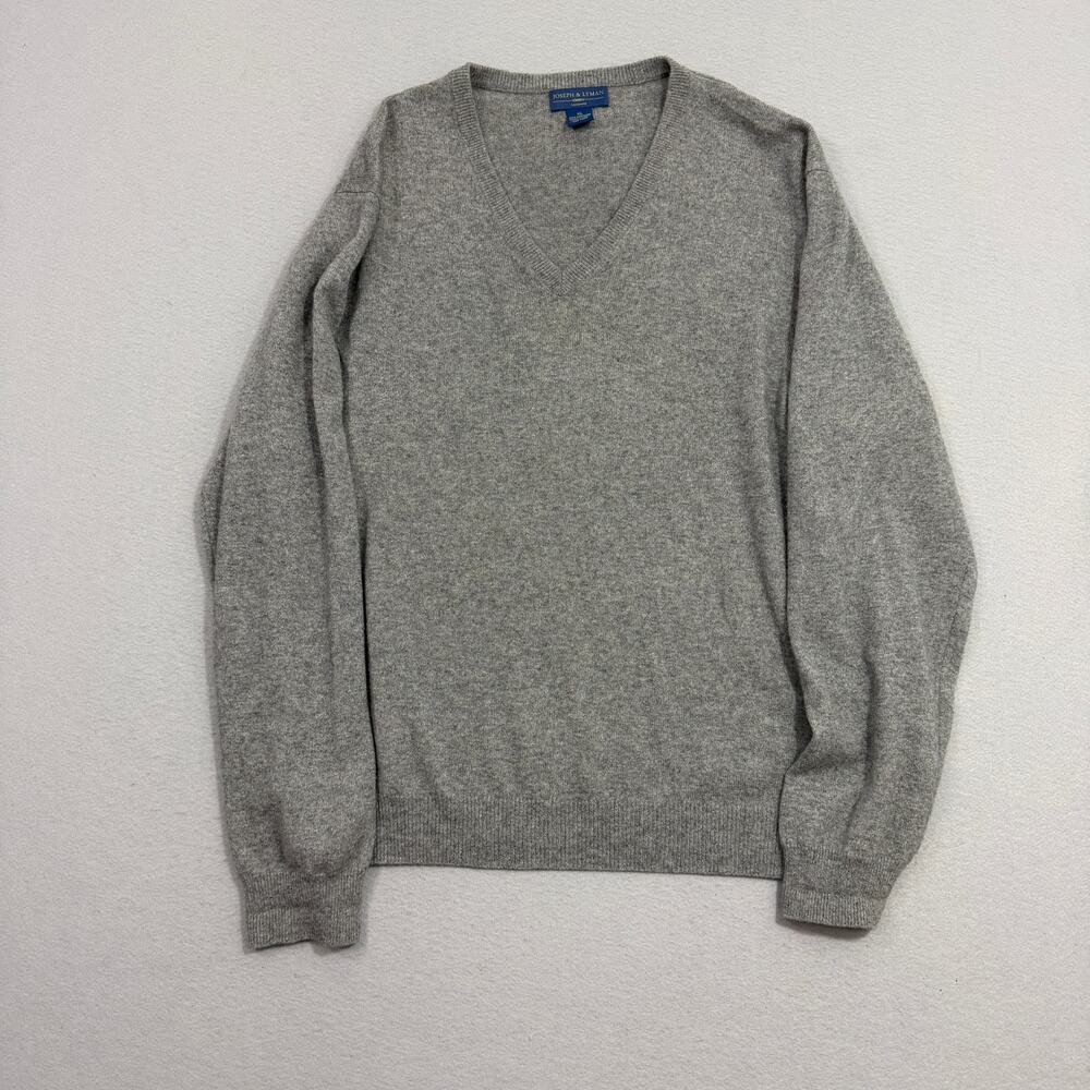 Joseph & Lyman 100% Cashmere V-Neck Sweater Men's Extra Large Gray Preppy Soft